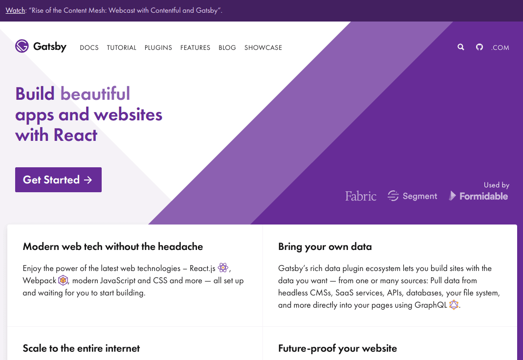 GatsbyJS site top page